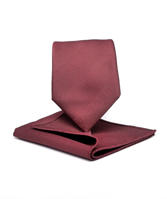 Κομψή ανδρική μπορντό γραβάτα με διαγώνια ρίγα,σετ με μαντηλάκι