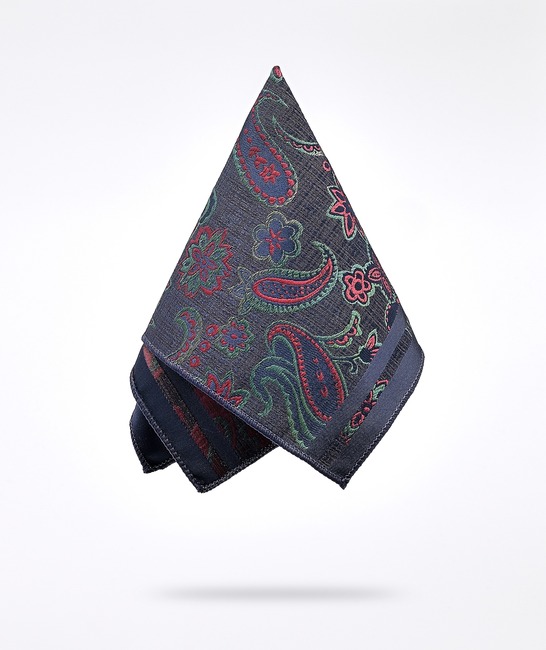 Μπλε premium μοτίβο paisley γραβάτα σετ με μαντηλάκι