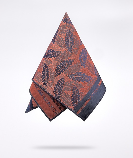 Πορτοκαλί premium γραβάτα φλοράλ σχέδιο,σετ με μαντηλάκι