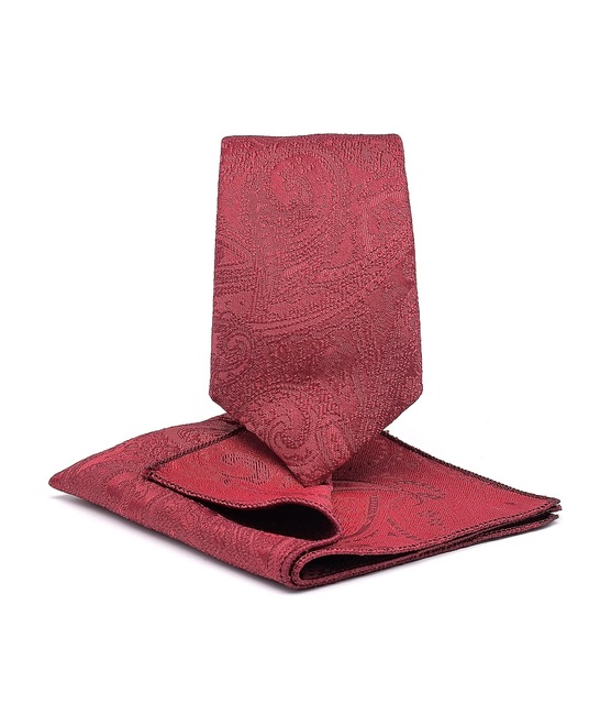 Πολυτελής γραβάτα με στοιχεία paisley σε μπορντώ χρώμα