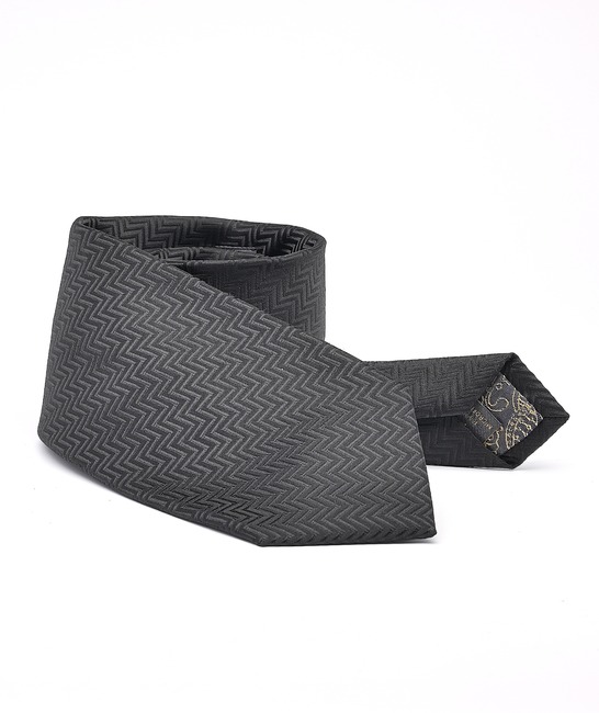 Ανδρική μαύρη γραβάτα με ζιγκ ζαγκ σχέδιο