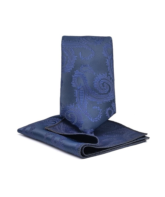 Κομψή γραβάτα σε στοιχεία paisley, σετ με μαντηλάκι