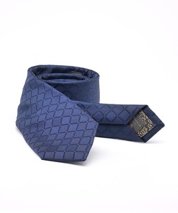 Κομψή στενή ανδρική γραβάτα σκούρο μπλε χρώμα με σχέδιο τύπου καρό
