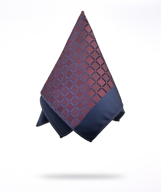 Κομψή slim μπορντό γραβάτα με σχέδιο καρό