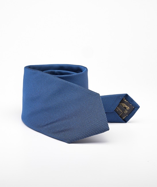 Μπλε γραβάτα ανάγλυφο σχέδιο σέτ με μαντηλάκι