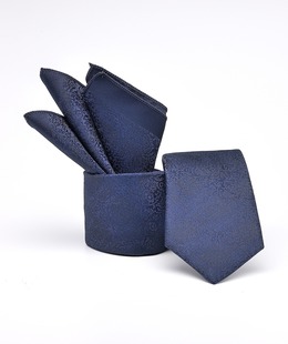 μπλε ναυτικό φλοράλ γραβάτα, σετ με μαντηλάκι