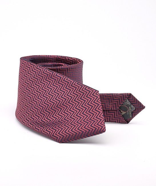 Ανδρική κομψή μπορντό  γραβάτα ζιγκ ζαγκ σετ με μαντηλάκι
