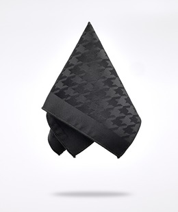 Premium Houndstooth μαύρη γραβάτα σετ με μαντηλάκι