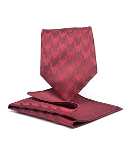 Ανδρική φαρδιά γραβάτα Houndstooth χρώμα μπορντώ