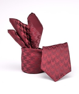 Ανδρική φαρδιά γραβάτα Houndstooth χρώμα μπορντώ