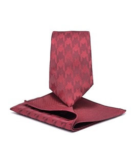Ανδρική houndstooth premium μπορντό γραβάτα