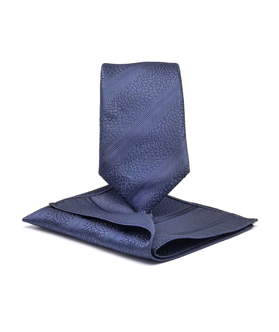 Μπλε κλασική γραβάτα με μωσαϊκό σχέδιο και γραμμές