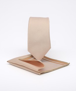 Κλασική μπεζ γραβάτα σετ με μαντηλάκι