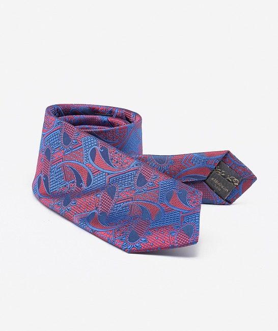 Μπλε λεπτή γραβάτα σετ με μαντηλάκι σχέδιο λαχούρι