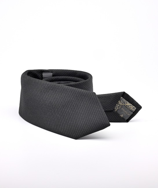 Πολυτελής μαύρη γραβάτα με διαγώνια ρίγα premium με μαντηλάκι 