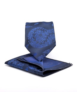 Πολυτελής μπλε γραβάτα με λαχούρι σχέδιο Πολυτελής μπλε γραβάτα με λαχούρι σχέδιο