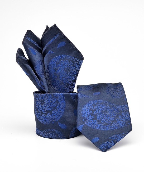 Πολυτελής μπλε γραβάτα με λαχούρι σχέδιο