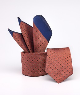 Πολυτελής φαρδιά γραβάτα σε πορτοκαλί χρυσό με αστεράκια 