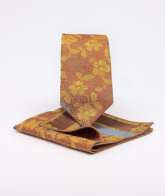 Κίτρινη κομψή λεπτή γραβάτα με φλοράλ σχέδιο