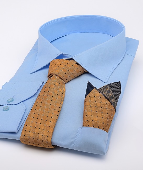 Premium μουσταρδί γραβάτα σε τετράγωνα