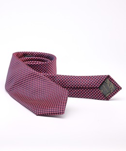 Γραβάτα σε σκούρο μπλε με κόκκινο ρομβοειδές και μπλε πουά