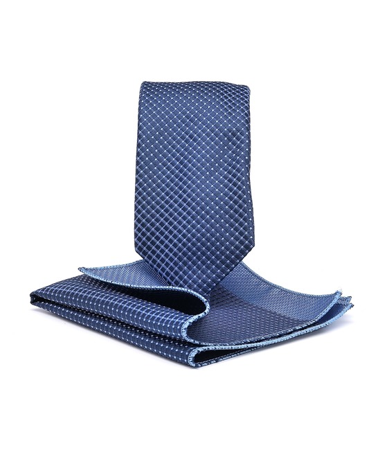 Κομψή γαλάζια λεπτή γραβάτα πουά σχέδιο