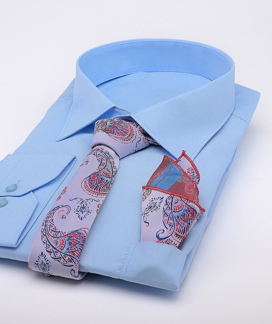 Μπλε κομψή γραβάτα με κόκκινα στοιχεία paisley