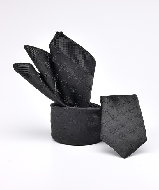 Μαύρη γραβάτα με μαντηλάκι