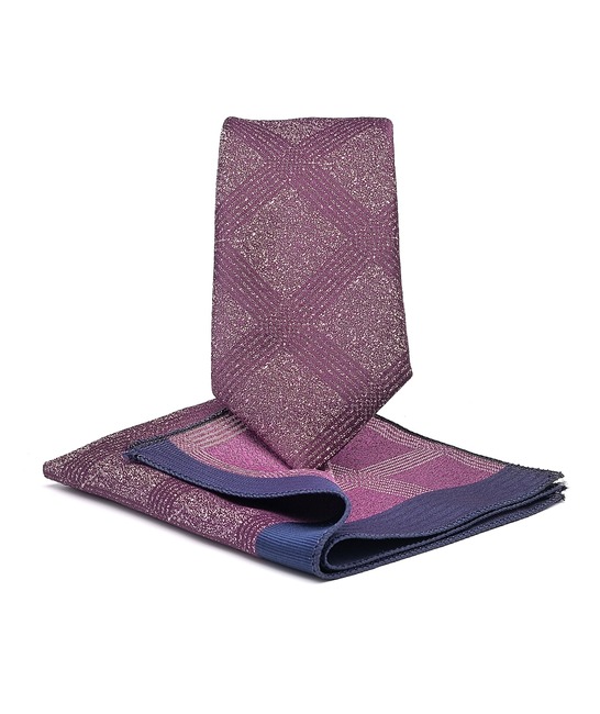Μωβ ανδρική κομψή γραβάτα με σχέδιο τύπου καρό