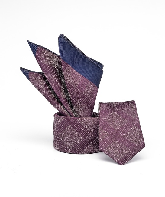 Μωβ ανδρική κομψή γραβάτα με σχέδιο τύπου καρό