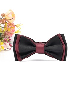 Πολυτελές ανδρικό παπιγιόν τριών στρώσεων σε μαύρο και μπορντώ