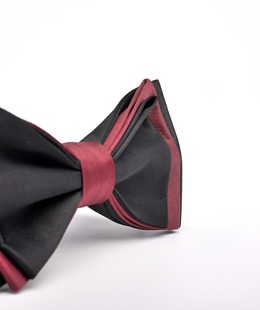 Πολυτελές ανδρικό παπιγιόν τριών στρώσεων σε μαύρο και μπορντώ