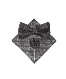 Κομψό ανδρικό σετ μαντηλάκι με παπιγιόν και καρφίτσα τριών τεμαχίων