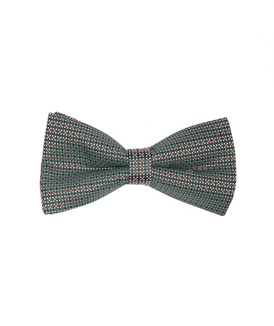 Πράσινο παπιγιόν με λευκές και καφέ πουά από ανάγλυφο ύφασμα