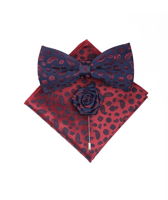 Ανδρικό πολυτελές σετ τριών τεμαχίων σε paisley red στοιχεία
