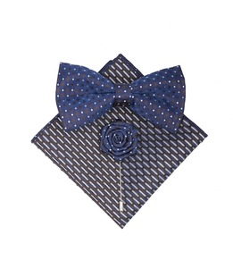 Κομψό ανδρικό σετ καρφίτσα, μαντηλάκι και παπιγιόν τριών τεμαχίων
