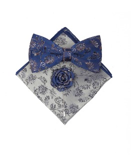 Κομψό σετ τριών τεμαχίων με παπιγιόν σε μπλε χρώμα