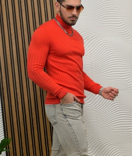 Κομψό στρέιτ πόλο σε πορτοκαλί χρώμα