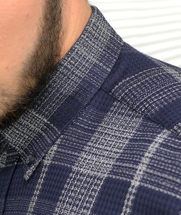 Σκούρο μπλε κομψό πουκάμισο με λευκές ρίγες