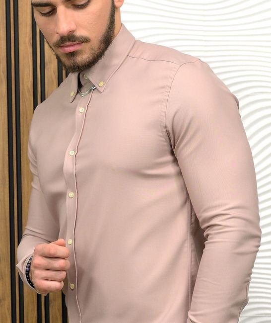 Κομψό πουκάμισο σε χρώμα πούδρας