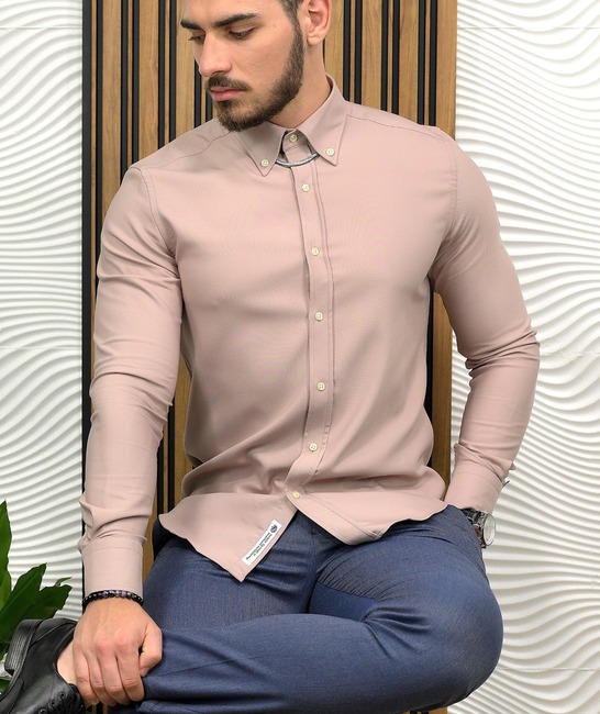Κομψό πουκάμισο σε χρώμα πούδρας