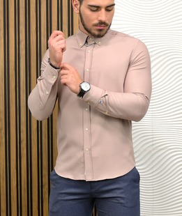 Κομψό πουκάμισο σε χρώμα πούδρας