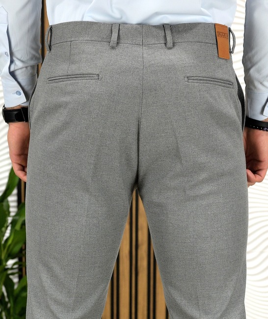 Κομψό γκρι ανδρικό παντελόνι με ιταλική τσέπη