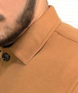 Καφέ ανδρικό μπουφάν με κουμπιά