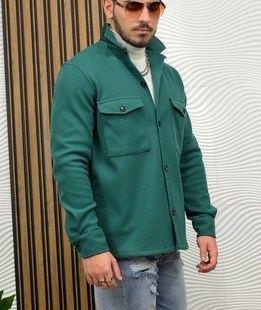 Πράσινο μεταβατικό ανδρικό μπουφάν με κουμπιά