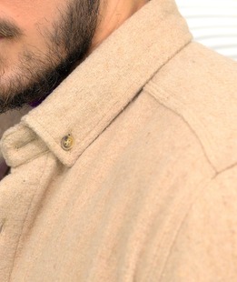 Μπεζ χοντρό πουκάμισο με τσέπη