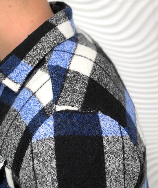 Ανδρικό χειμερινό καρό πουκάμισο lumberjack σε μπλε χρώμα