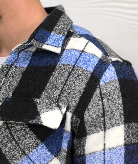 Ανδρικό χειμερινό καρό πουκάμισο lumberjack σε μπλε χρώμα