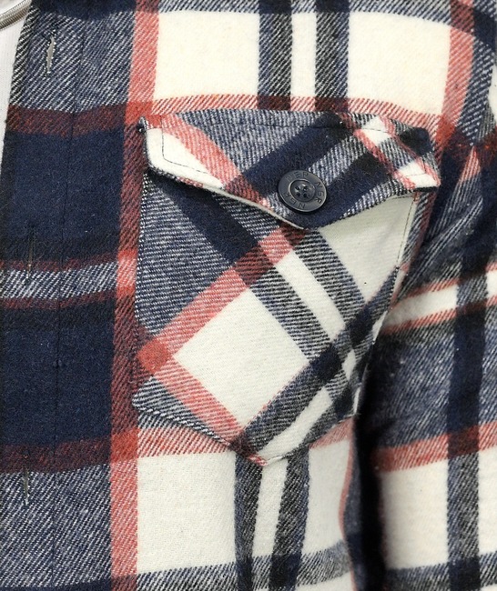 Ανδρικό καρό flannel πουκάμισο με δύο τσέπες σε μπλε και καφέ