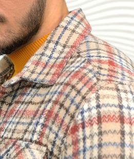 Ανδρικό καφέ χοντρό καρό πουκάμισο lumberjack